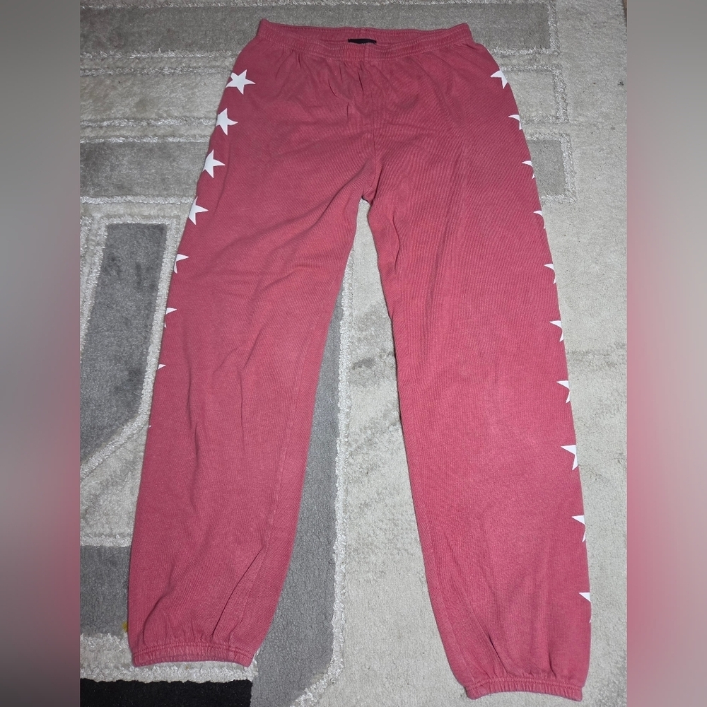 Monrow Burgundy Kids Joggers with White Star Trim